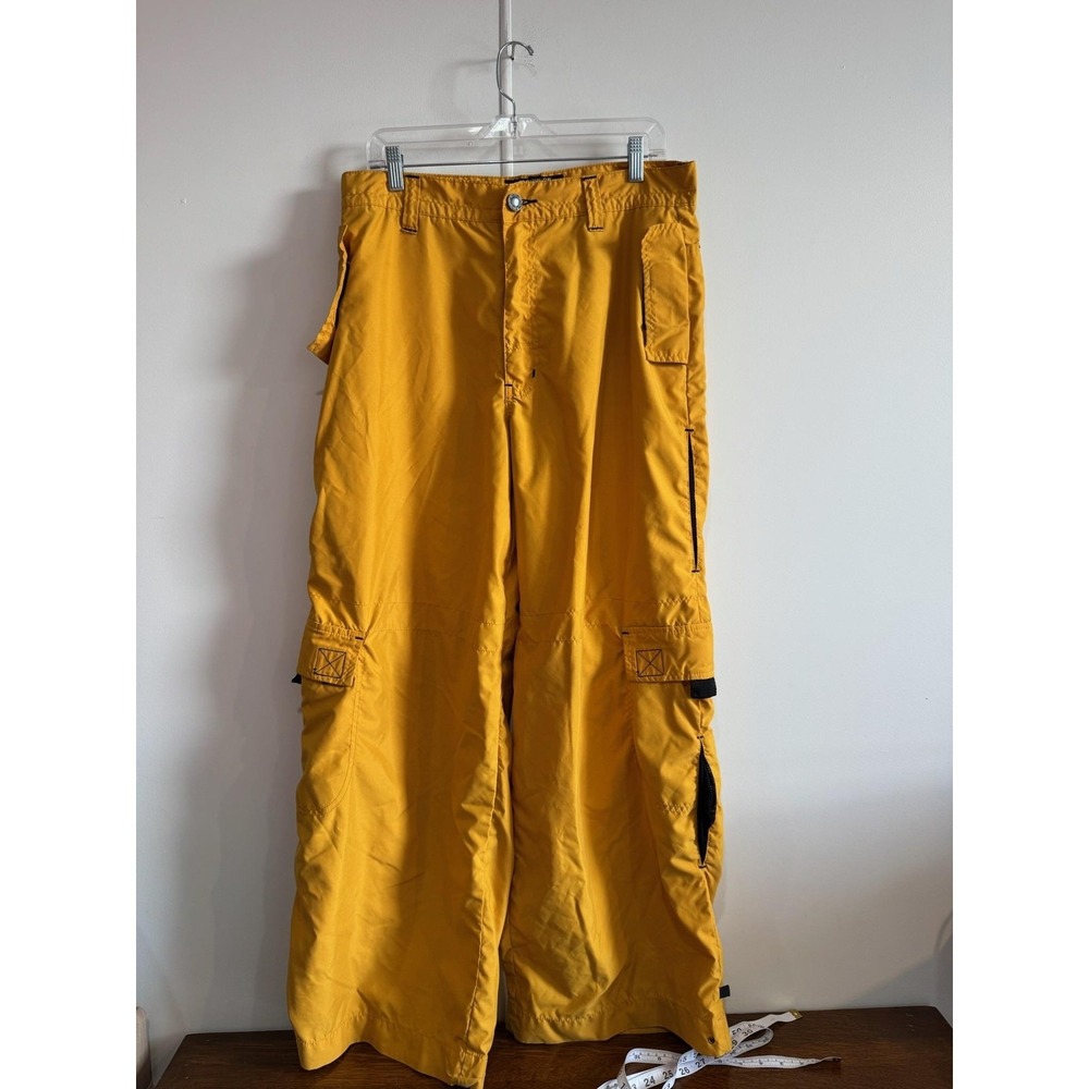 VTG MACGEAR Pants Mens 34x31 Yellow Snow Cargo Wide Leg Lined Rave Baggy Y2K